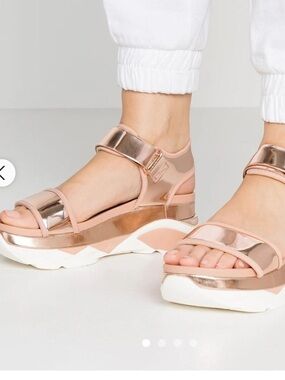 ALDO Zarella Metallic Rose Gold and Blush Platform Sandals